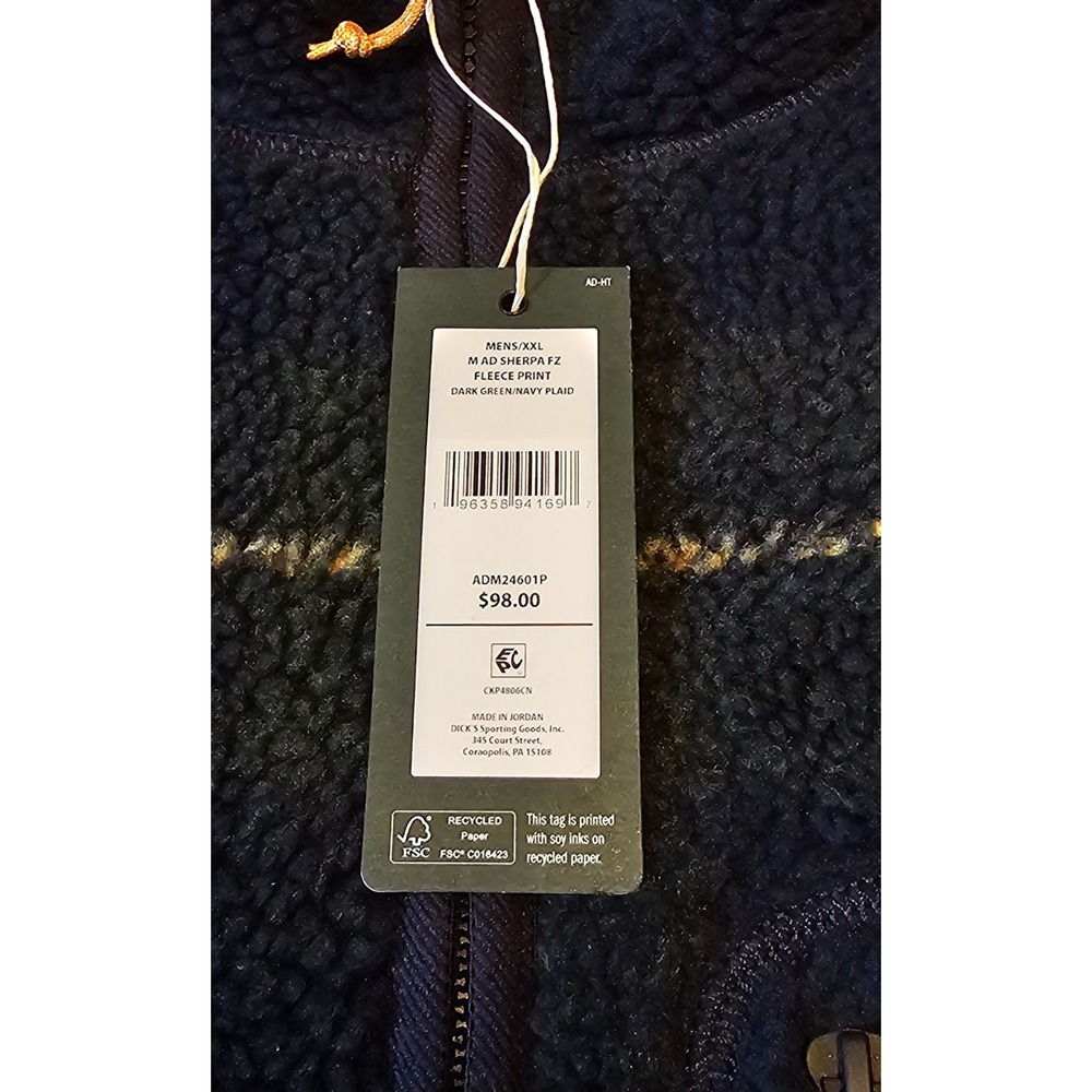 NEW Men's Alpine Design Sherpa Full Double Zip 2XL Green Navy Yellow Plaid - Picture 5 of 9